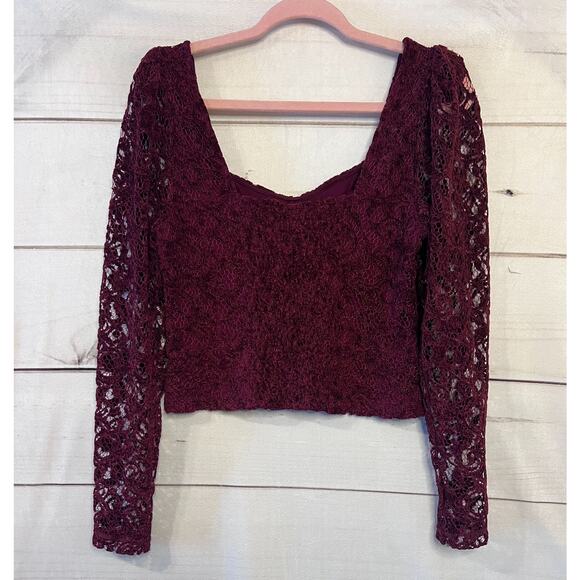 by anthropologie top size SM Marron knit chanelle cropped - Picture 2 of 5